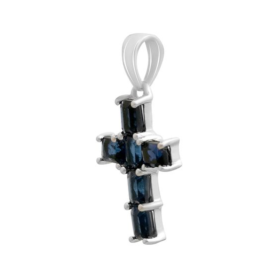 Silver cross with a sapphire (nano)