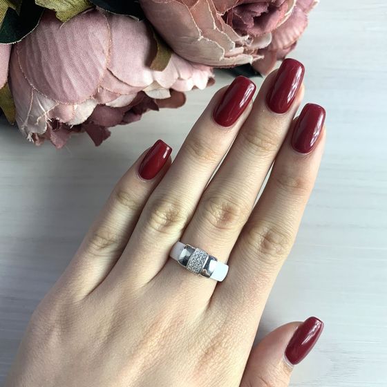 Silver ring with ceramics