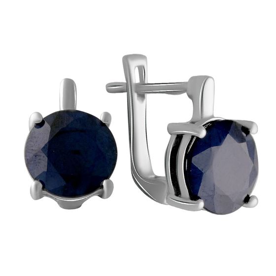 Silver Earrings with a 7.485-carat Sapphire