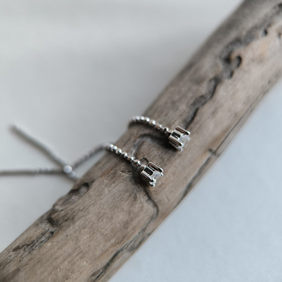 Silver earrings with Phianites