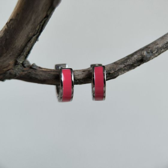 Срібні сережки з фіанітами, емаллю