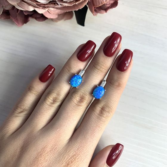 Срібні сережки з опалом 1,905 карата