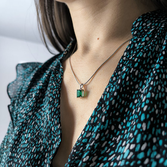 Срібна підвіска із смарагдом nano 1.383ct