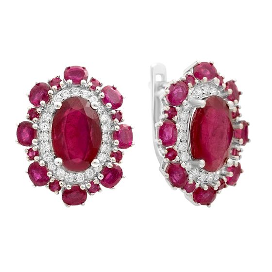 Silver earrings with a 14.72ct ruby and cubic zirconia