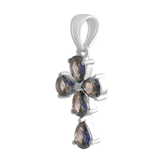 Silver cross with a mystic topaz
