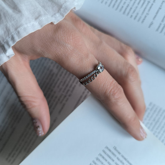 Silver ring with cubic zirconia