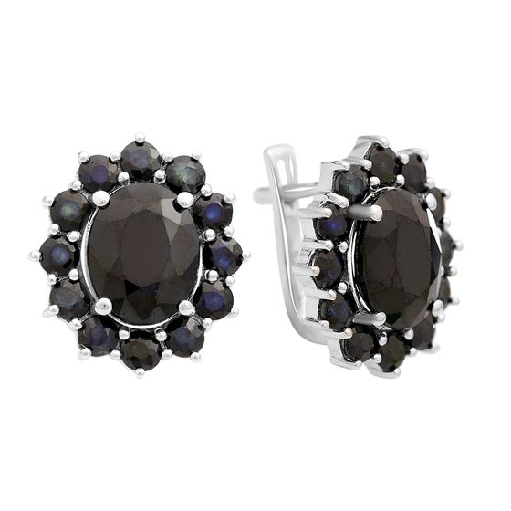 Silver Earrings with a 11.277-carat Sapphire