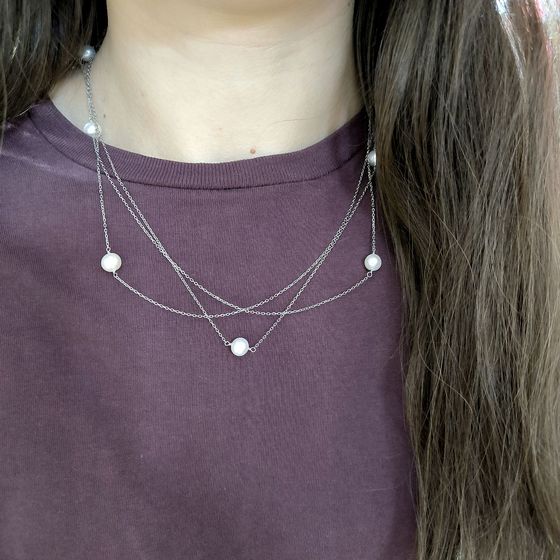 Срібне кольє з перлами бароковими