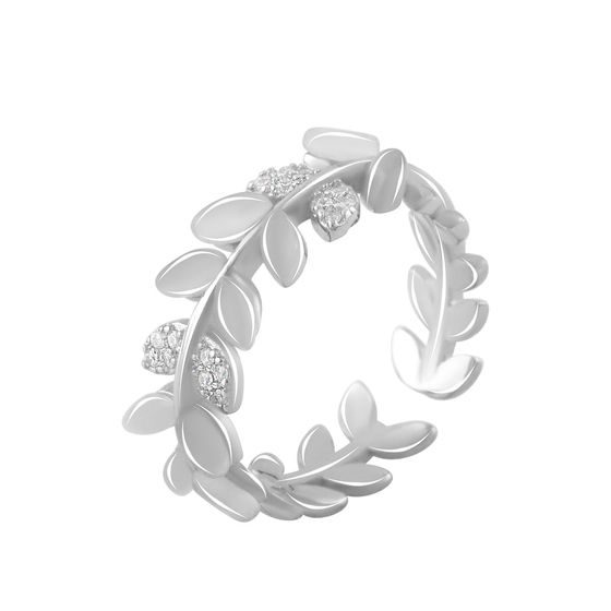 Серебряное кольцо с перламутром, фианитами