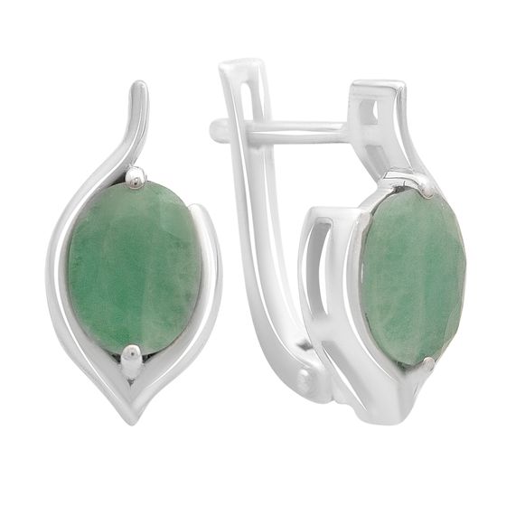 Silver earrings with emerald