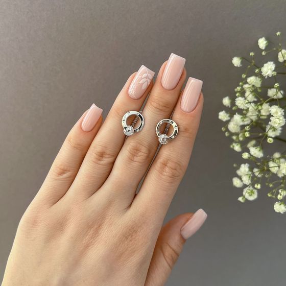 Золоті сережки з фіанітами 0.6ct