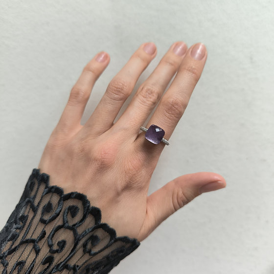 Silver ring with cubic zirconia