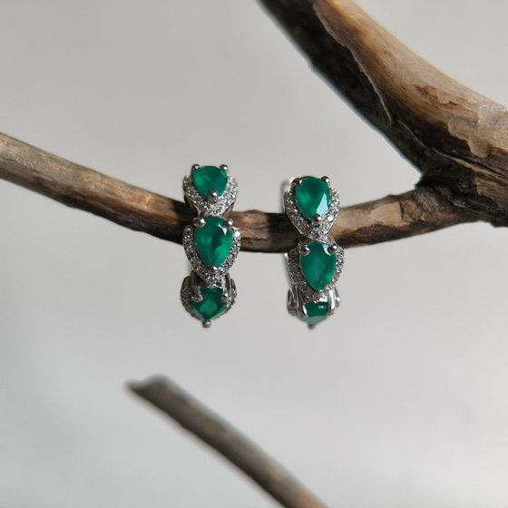 Серебряные серьги с агатом 3.001ct