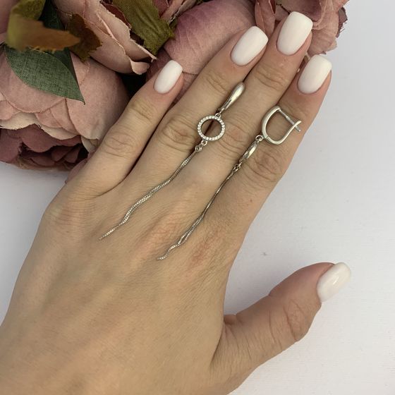 Срібні сережки з фіанітами