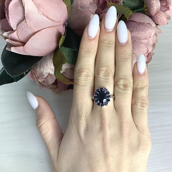 Срібна каблучка з сапфіром 5,58 карата