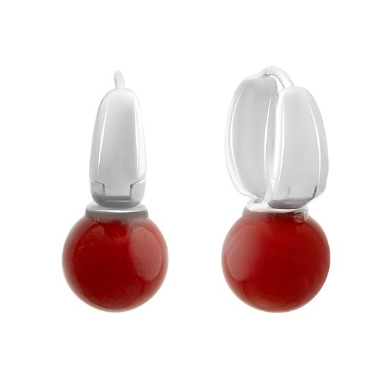 Срібні сережки з коралом