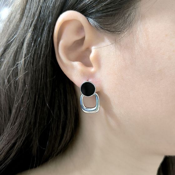 Срібні сережки з оніксом