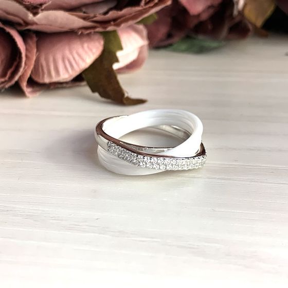 Silver ring with ceramics