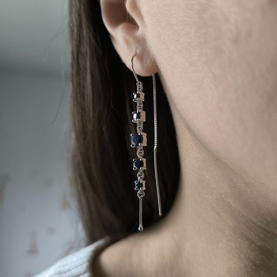 Срібні сережки з сапфіром 3.285ct