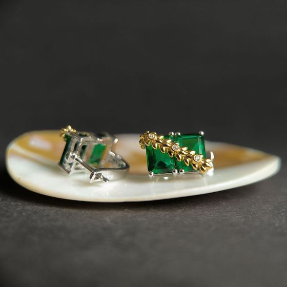 Срібні сережки зі смарагдом nano 5,963 карата