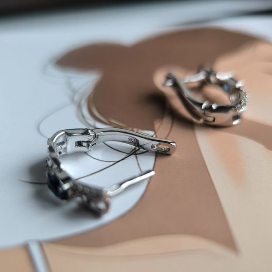 Срібні сережки з сапфіром nano 0.638ct