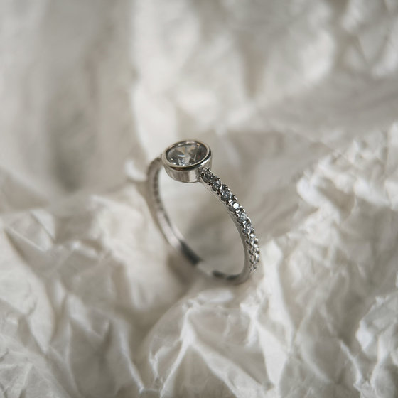 Silver ring with cubic zirconia
