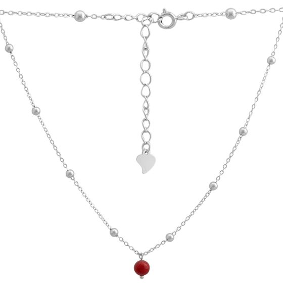 Silver necklace with coral