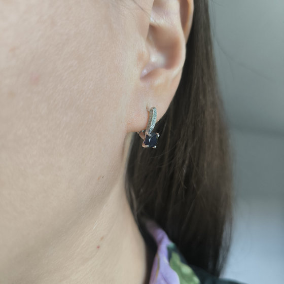 Серебряные серьги с сапфиром 2.622ct