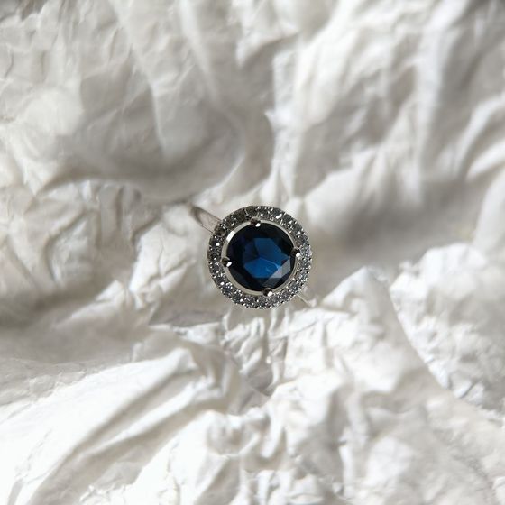 Silver ring with sapphire nano 1.887ct