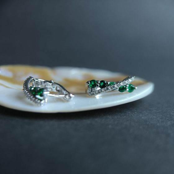 Срібні сережки зі смарагдом nano 1.152ct