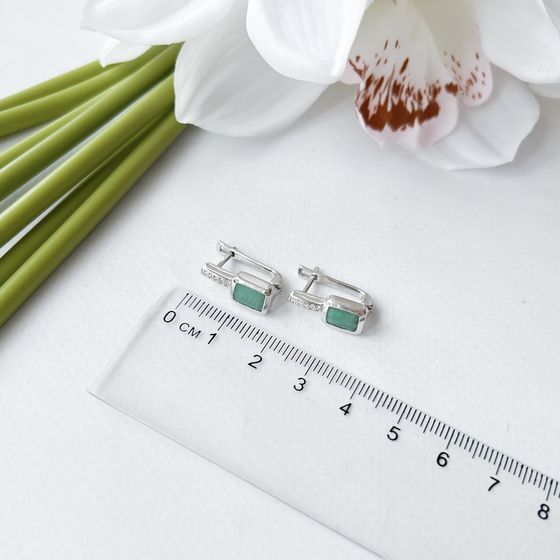 Срібні сережки зі смарагдом 1,923 карата