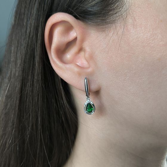 Срібні сережки зі смарагдом nano 1.202ct