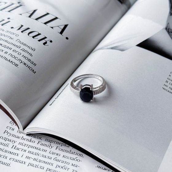 Silver ring with sapphire