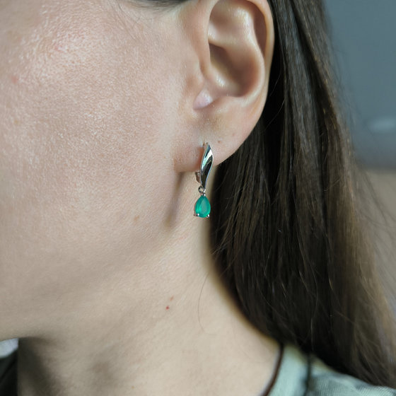 Silver earrings with agate, 1.258 ct