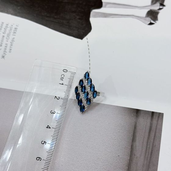 Silver ring with nano 2.435ct sapphire