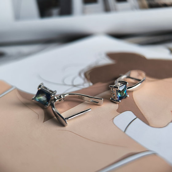 Срібні сережки з містичним топазом 1ct