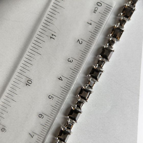 Серебряный браслет с раухтопазом (дымчатым кварцем)