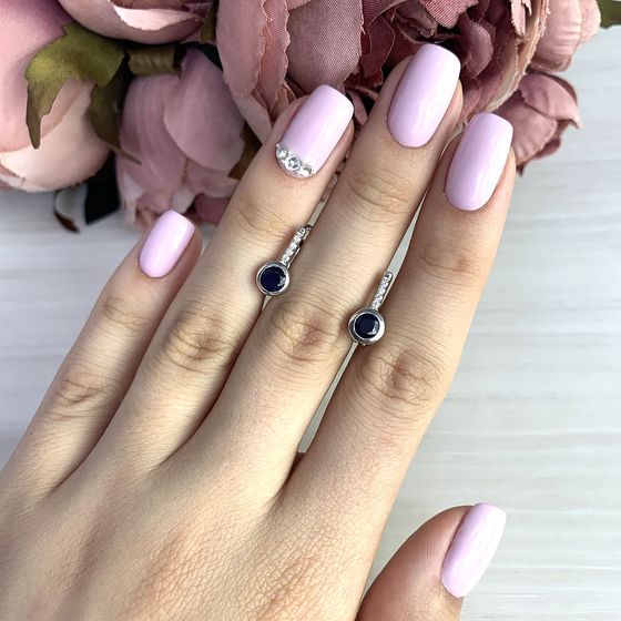 Срібні сережки із сапфіром