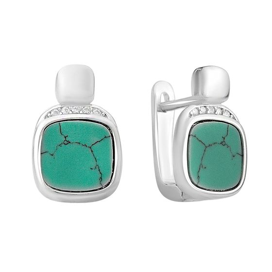 Silver earrings with turquoise, fianites