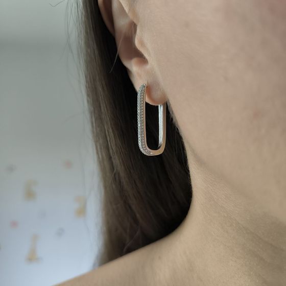 Срібні сережки з фіанітами