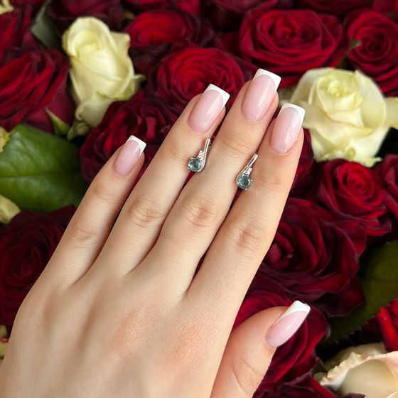 Серебряные серьги с топазом Лондон Блю 0.843ct