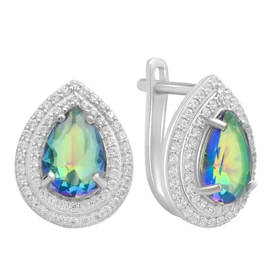 Серебряные серьги с мистик топазом 3.951ct
