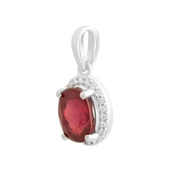 Silver pendant with a 2.098-carat ruby and cubic zirconia