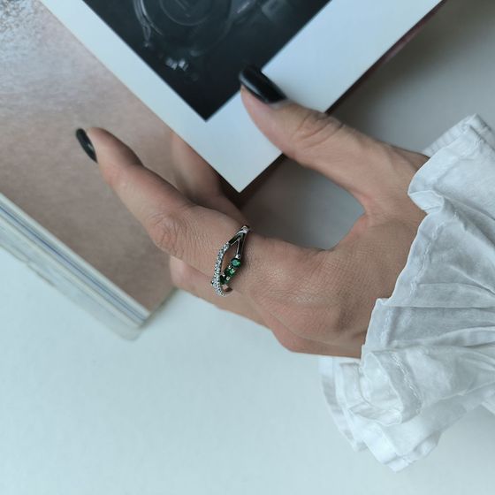 Срібна каблучка зі смарагдом nano 0.842ct