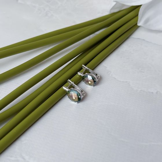 Серебряные серьги с мистик топазом 9.015ct