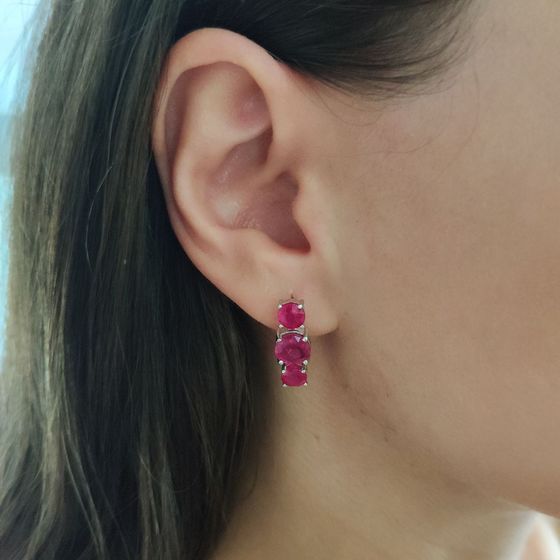 Срібні сережки з рубіном 3,63 карата