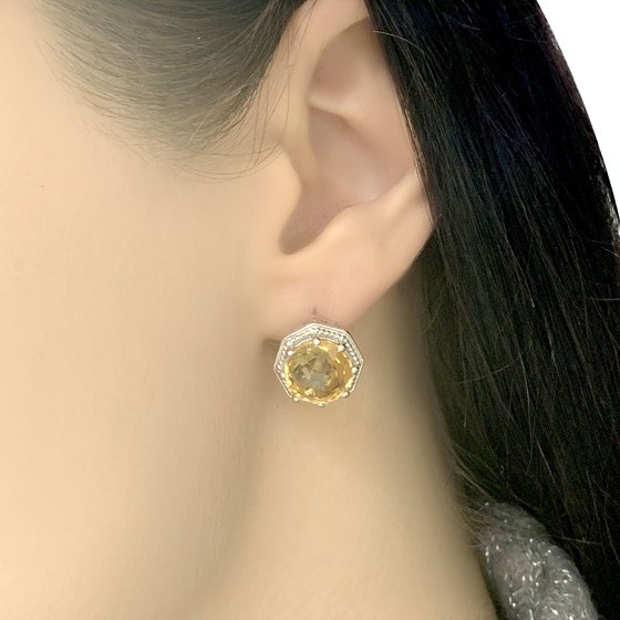 Серебряные серьги с цитрином