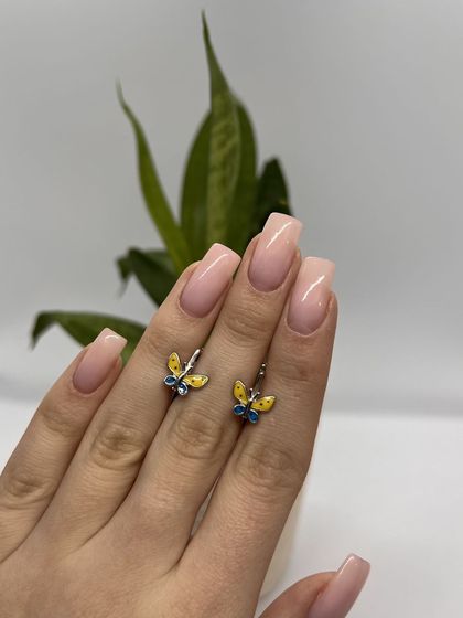 Срібні сережки з емаллю