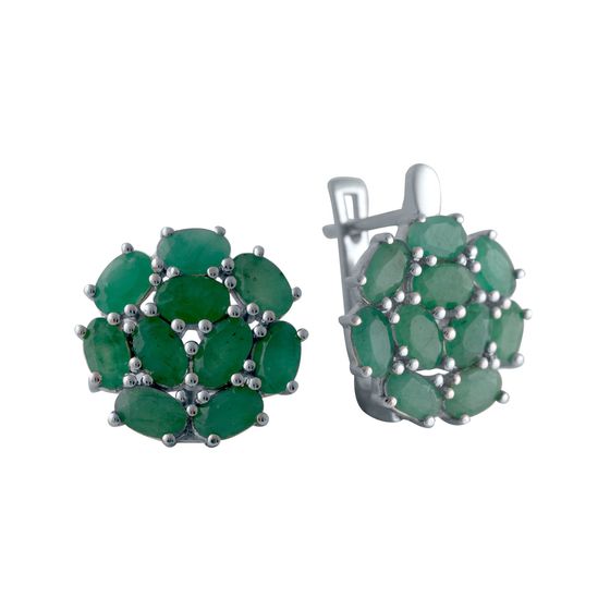 Срібні сережки зі смарагдом 2,192 карата