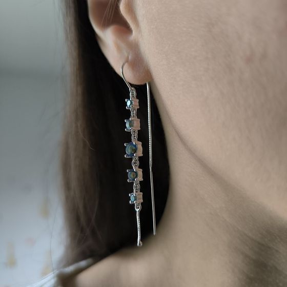 Срібні сережки з містик топазом 2.28ct